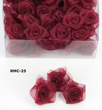 100/BOX – 1″ SHEER ROSES Ribbon – RMC-25 – BURGUNDY