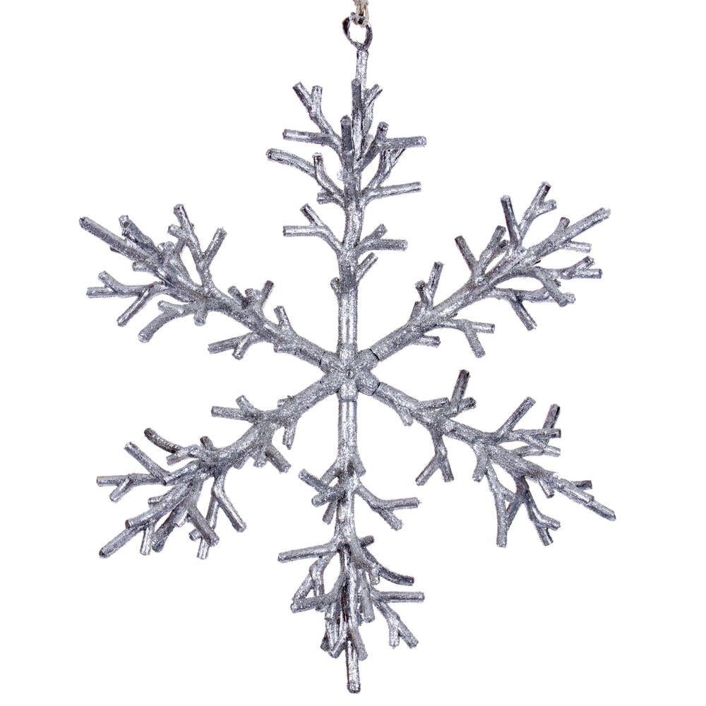 9" Silver Twig Snowflake Orn