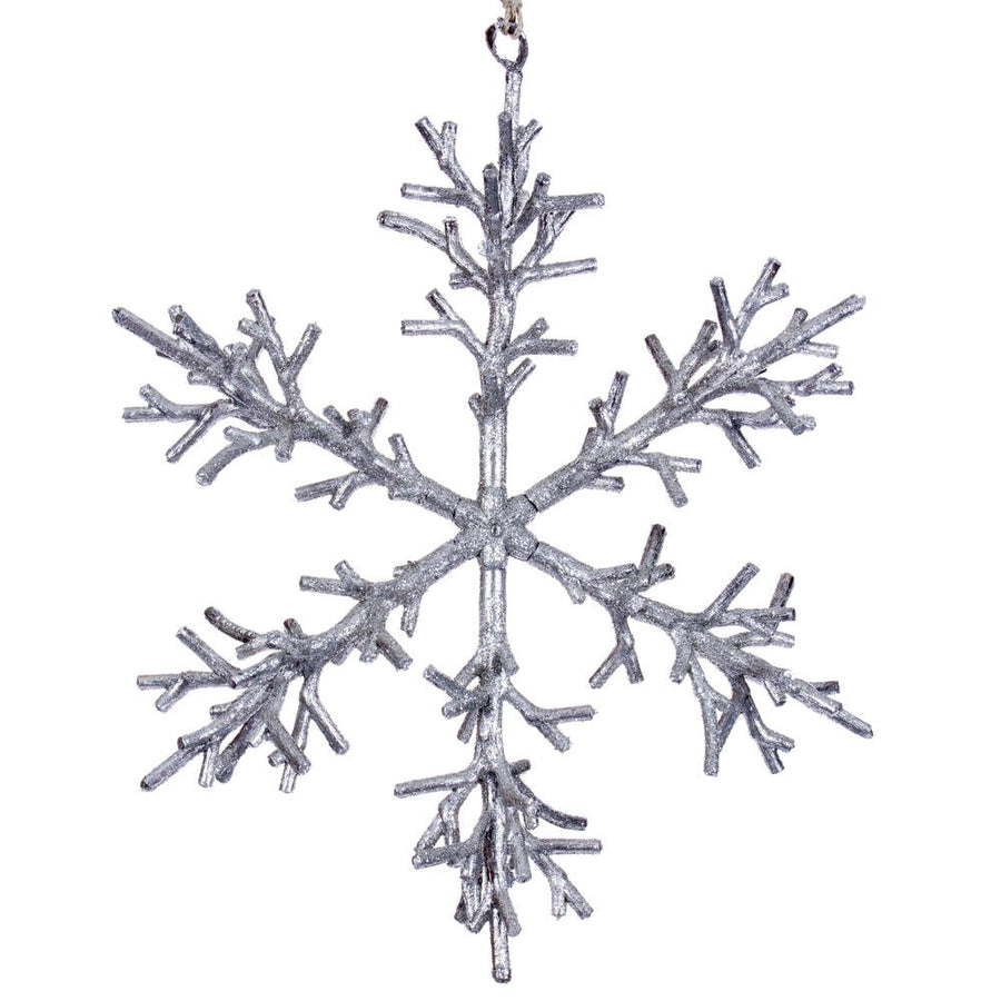 9" Silver Twig Snowflake Orn