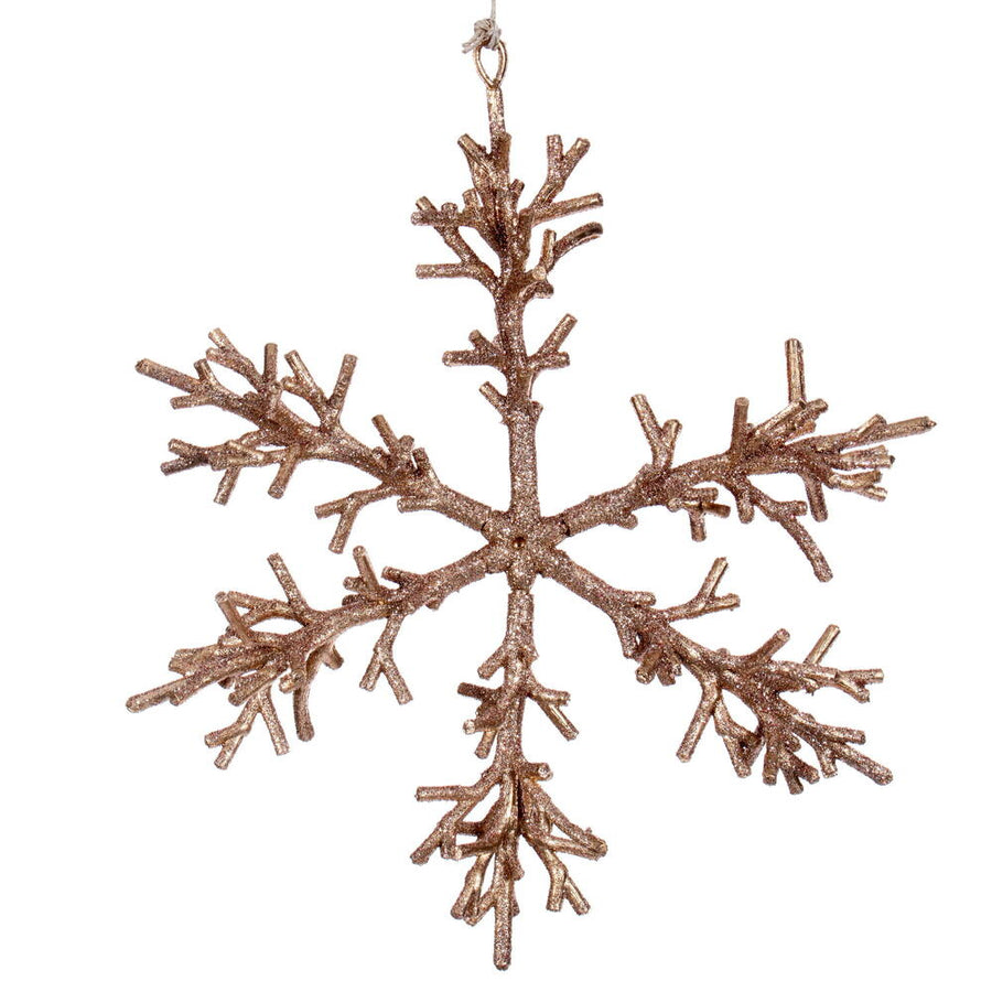 9" Rose Gold Twig Snowflake Orn