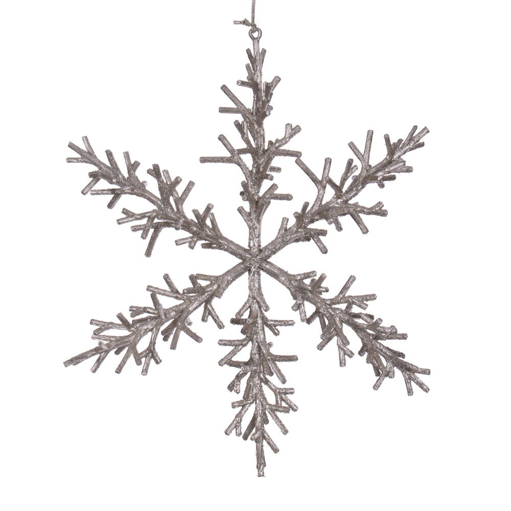 12" Champagne Twig Snowflake Orn