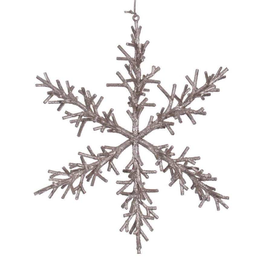 12" Champagne Twig Snowflake Orn