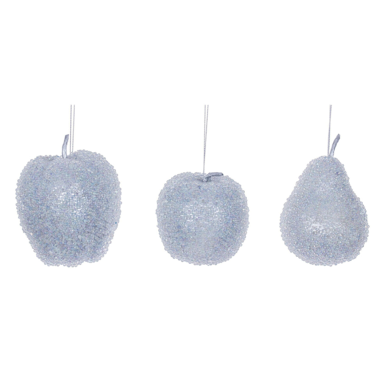 3.5"-4.5" Silver Beaded Fruit 3/Assorted