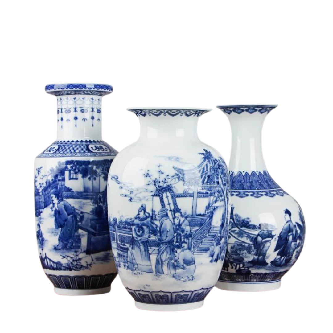 Classic Antique Chinese Blue and White Ceramic Vase-0