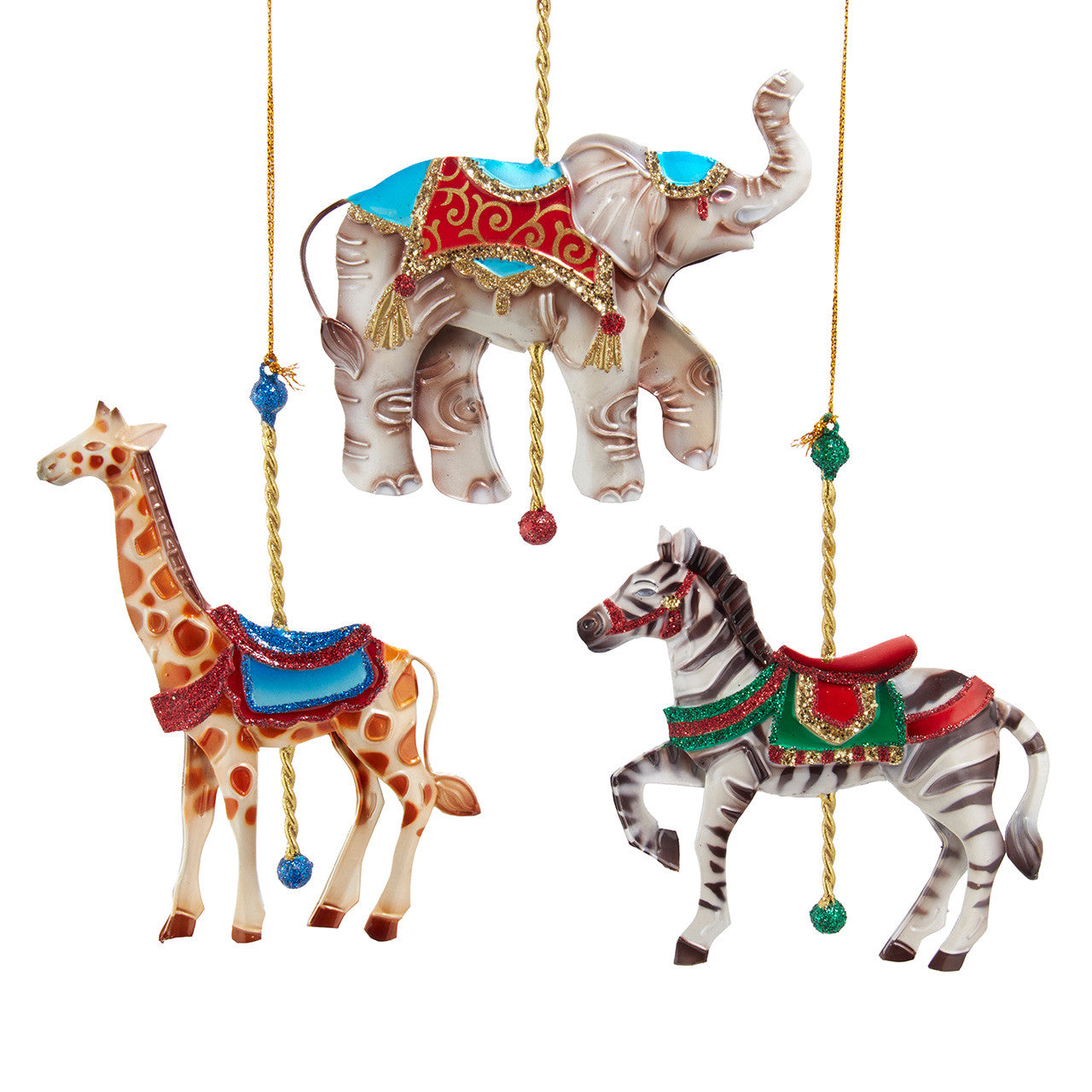 Elephant, Giraffe & Zebra Ornaments