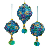 Peacock Finial Onion & Ball Ornaments