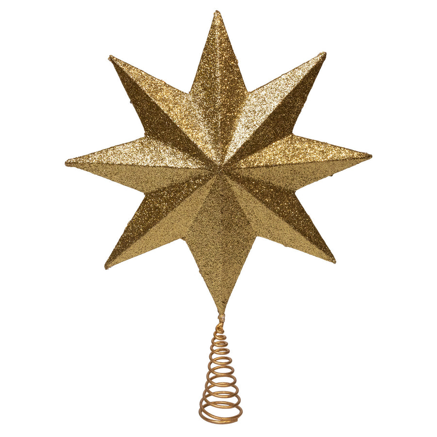16" 8-Point Red, Gold & Silver Flower Motif Tree Top
