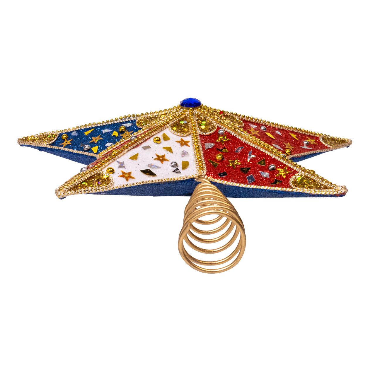 13.5" Red, White & Blue With Gold Accents 5-Point Star Treetop