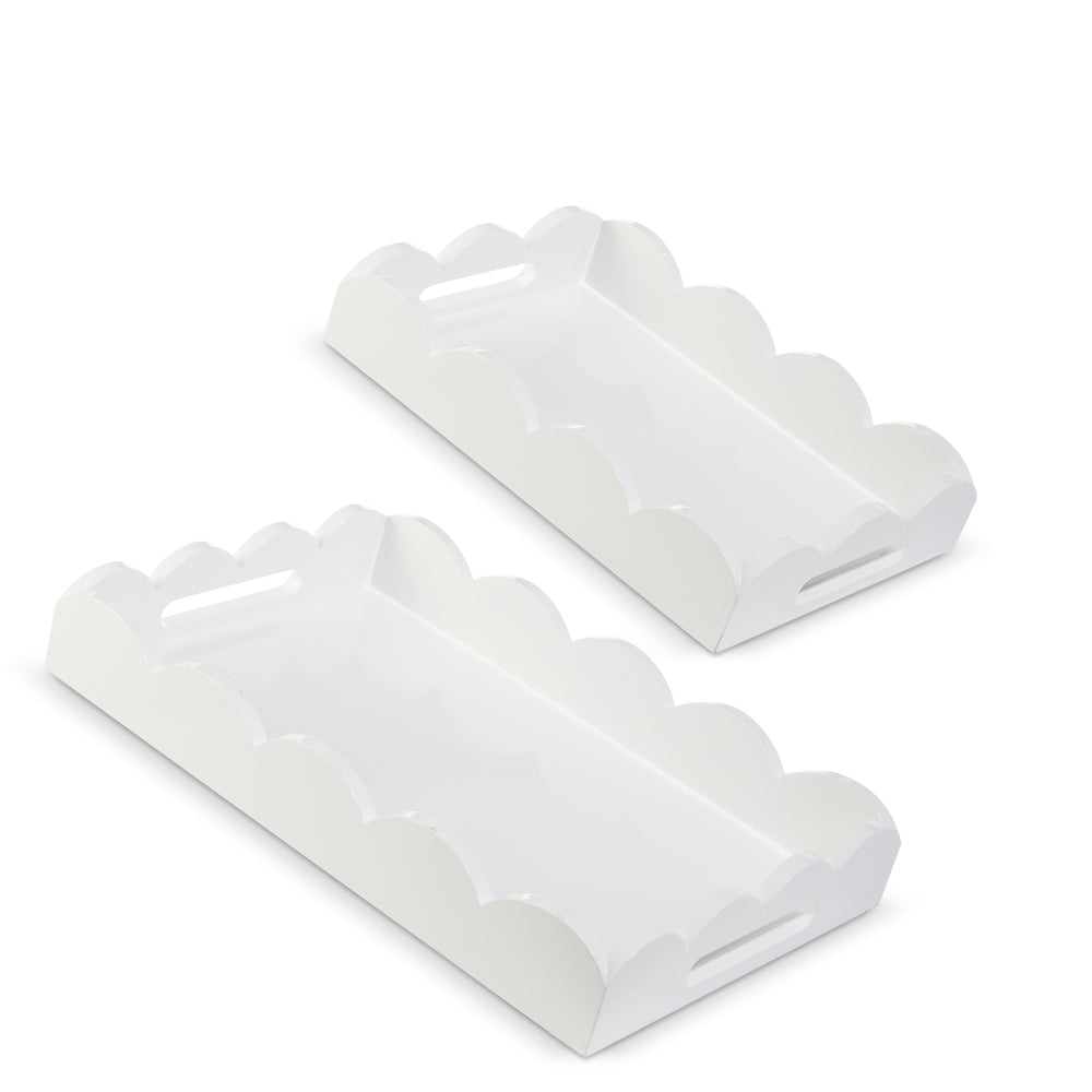 18.5" White Scalloped Trays