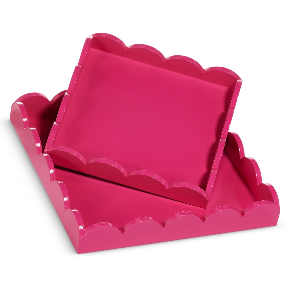 12" Pink Scalloped Trays
