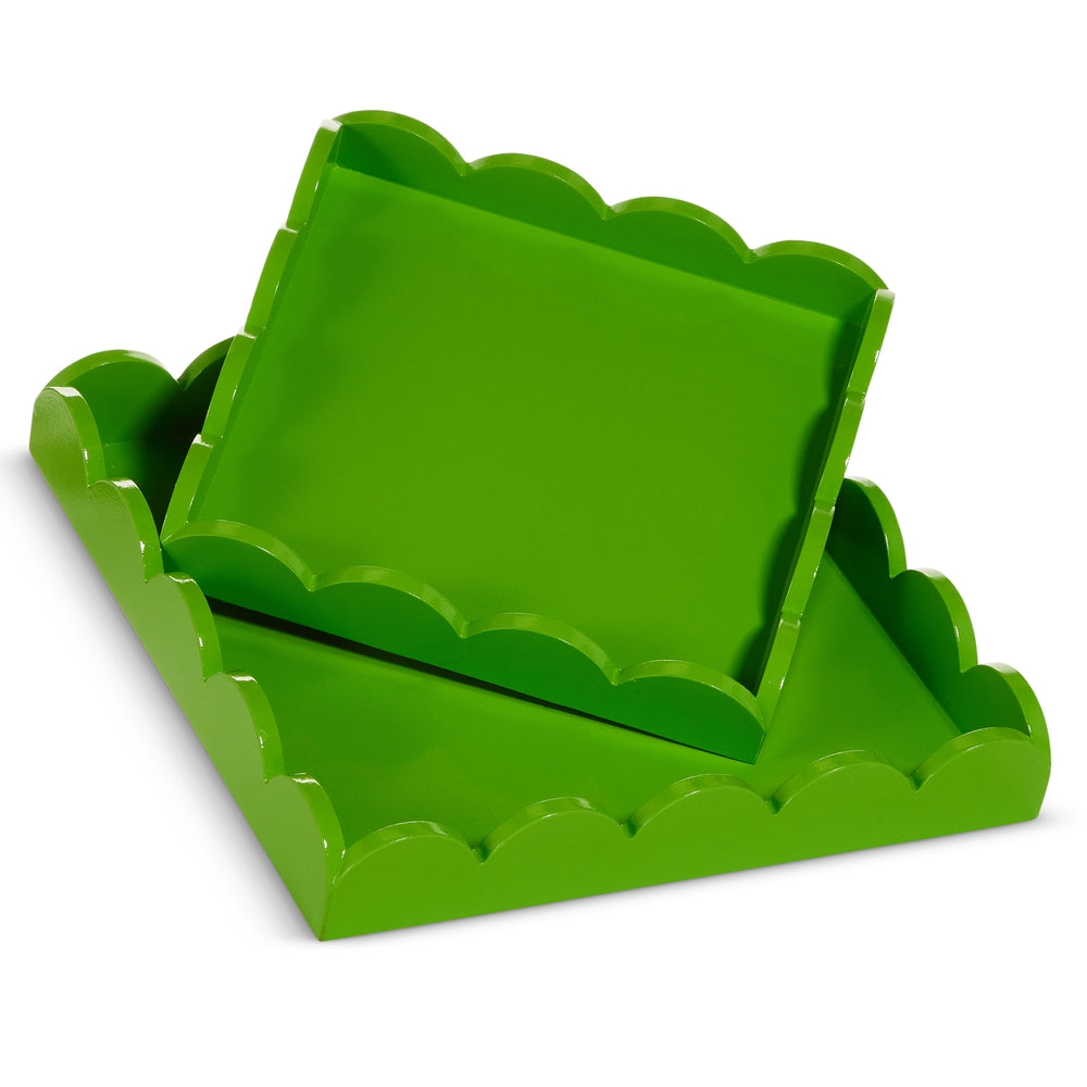 12" Green Scalloped Trays