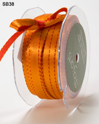 3/8 Inch Reversible Two-Color Satin Ribbon With Woven Stitched Edge – SB38 – RED/ORANGE