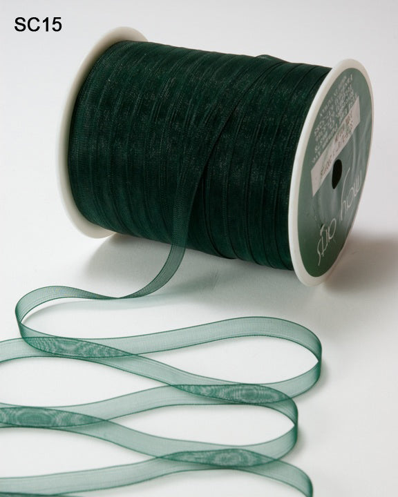 1/4 Inch Sheer Ribbon with Thin Woven Edge – SC15 – GREEN