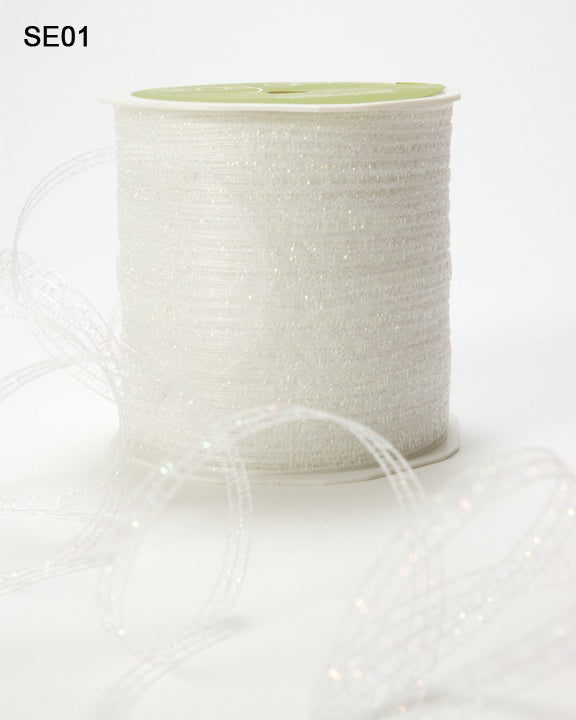 1/8 Inch Sparkle Glitter Curling Ribbon – SE01 – WHITE