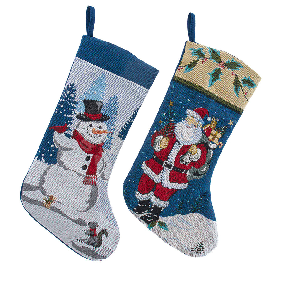 Santa & Snowman Tapestry Stockings