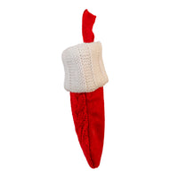 Miniature Red Kint Cable With White Knit Cuff Stocking