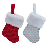 Miniature Red & Silver With Faux Fur Cuff Stockings