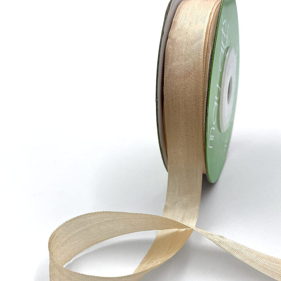 1/2 Inch 100% Hand-Dyed Silk Ribbon with Woven Edge – SK-12-02 PEACH CHAMPAGNE