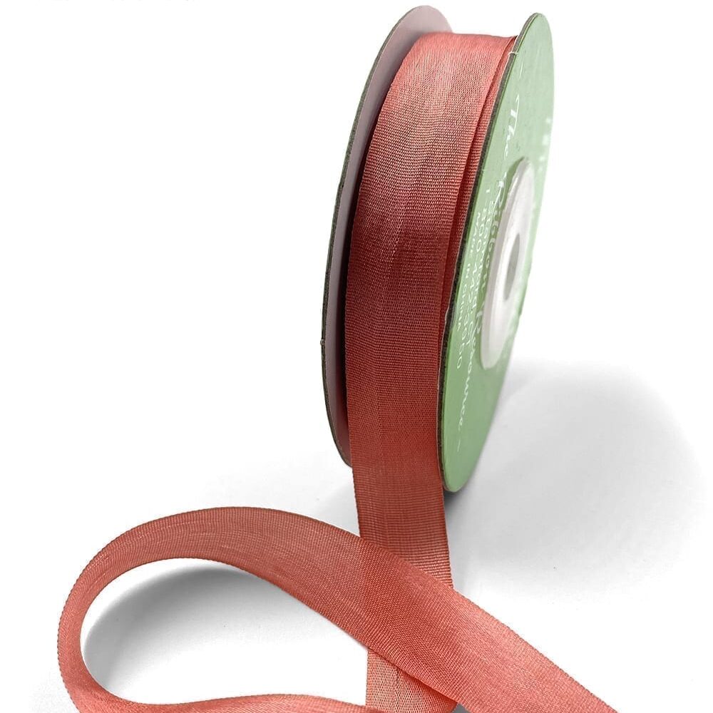 1/2 Inch 100% Hand-Dyed Silk Ribbon with Woven Edge – SK-12-13 TERRA COTTA