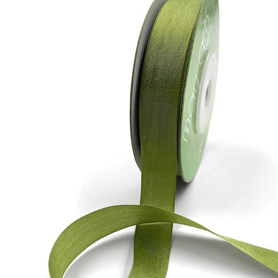 1/2 Inch 100% Hand-Dyed Silk Ribbon with Woven Edge – SK-12-16 OLIVE