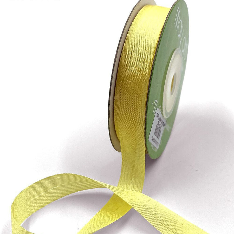 1/2 Inch 100% Hand-Dyed Silk Ribbon with Woven Edge – SK-12-27 YELLOW