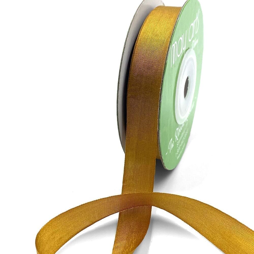 1/2 Inch 100% Hand-Dyed Silk Ribbon with Woven Edge – SK-12-33 ANTIQUE GOLD