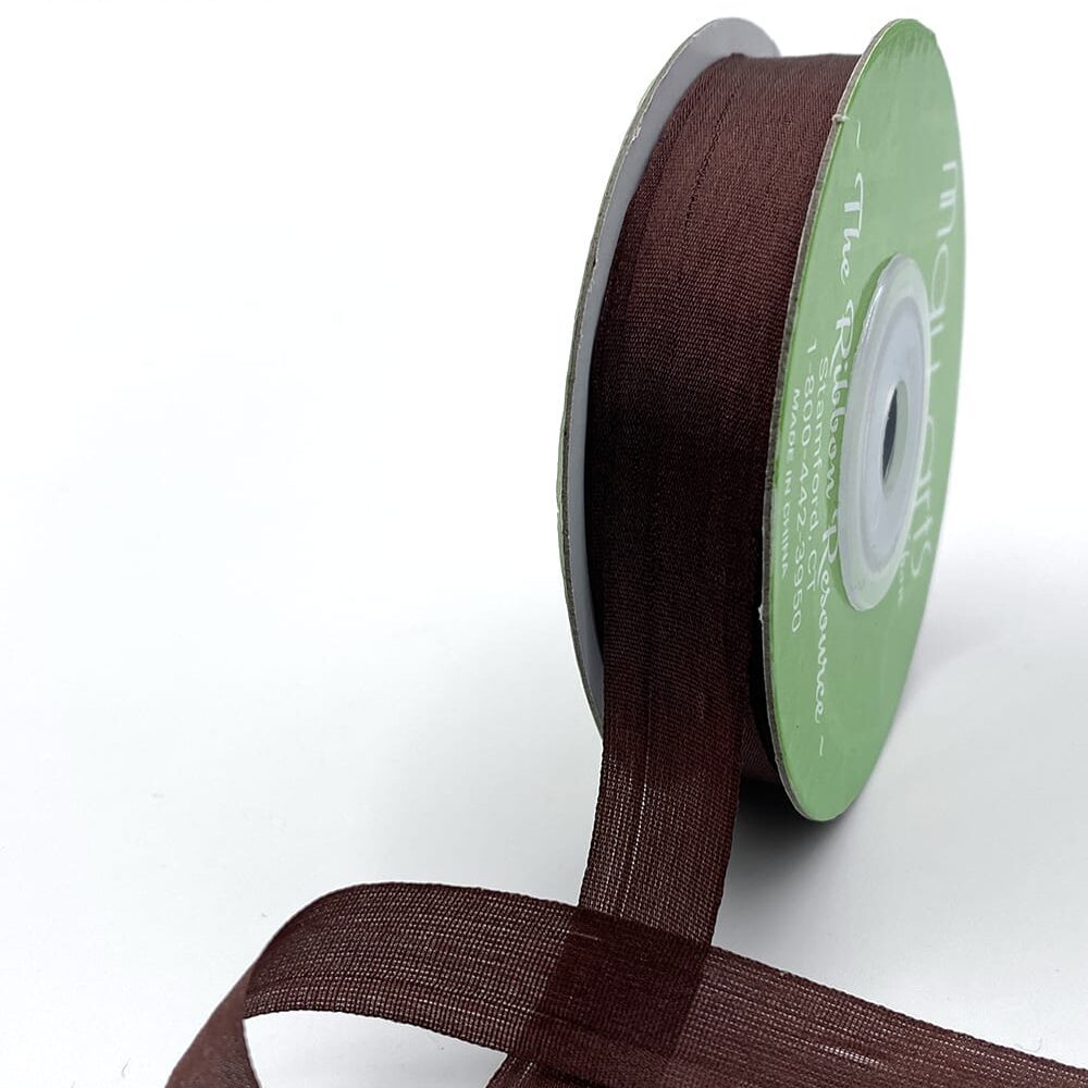 1/2 Inch 100% Hand-Dyed Silk Ribbon with Woven Edge – SK-12-93 CHOCOLATE BROWN