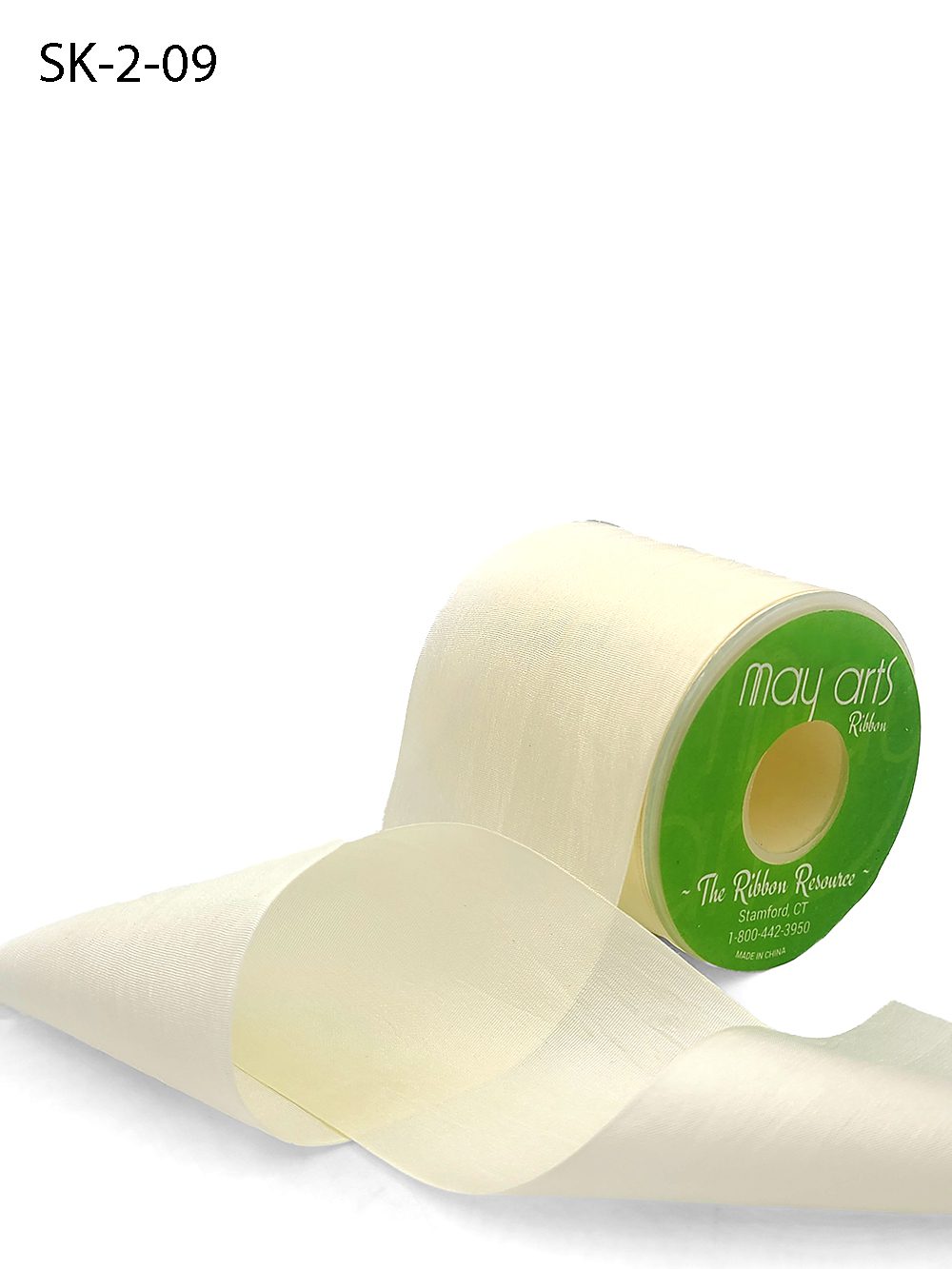 2 Inch 100% Hand-Dyed Silk Ribbon with Woven Edge – SK-2-09 IVORY BUTTERCREAM