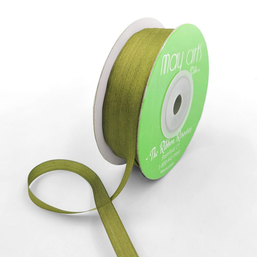 100% Hand-Dyed 1/4 Inch Silk Ribbon with Woven Edge – SK-4-08 – MOSS
