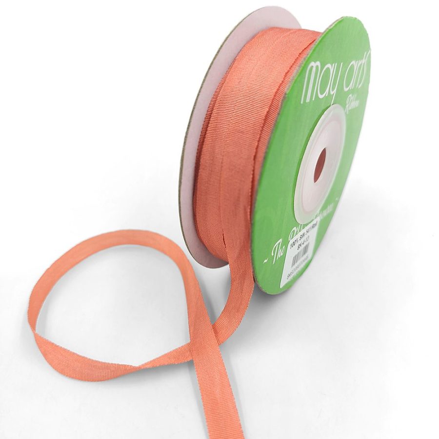 100% Hand-Dyed 1/4 Inch Silk Ribbon with Woven Edge – SK-4-13 TERRA COTTA