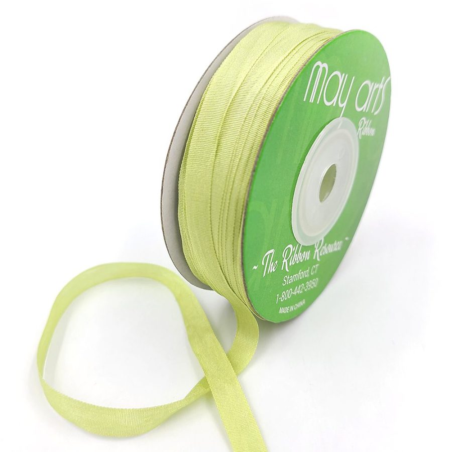 100% Hand-Dyed 1/4 Inch Silk Ribbon with Woven Edge – SK-4-18 – CELERY