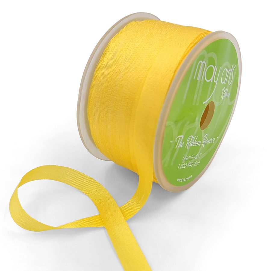 100% Hand-Dyed 1/4 Inch Silk Ribbon with Woven Edge – SK-4-30 – LEMON