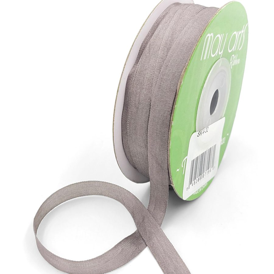 100% Hand-Dyed 1/4 Inch Silk Ribbon with Woven Edge – SK-4-32 PAVESTONE GREY (NEW)
