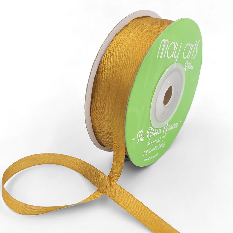 100% Hand-Dyed 1/4 Inch Silk Ribbon with Woven Edge – SK-4-33 – ANTIQUE GOLD