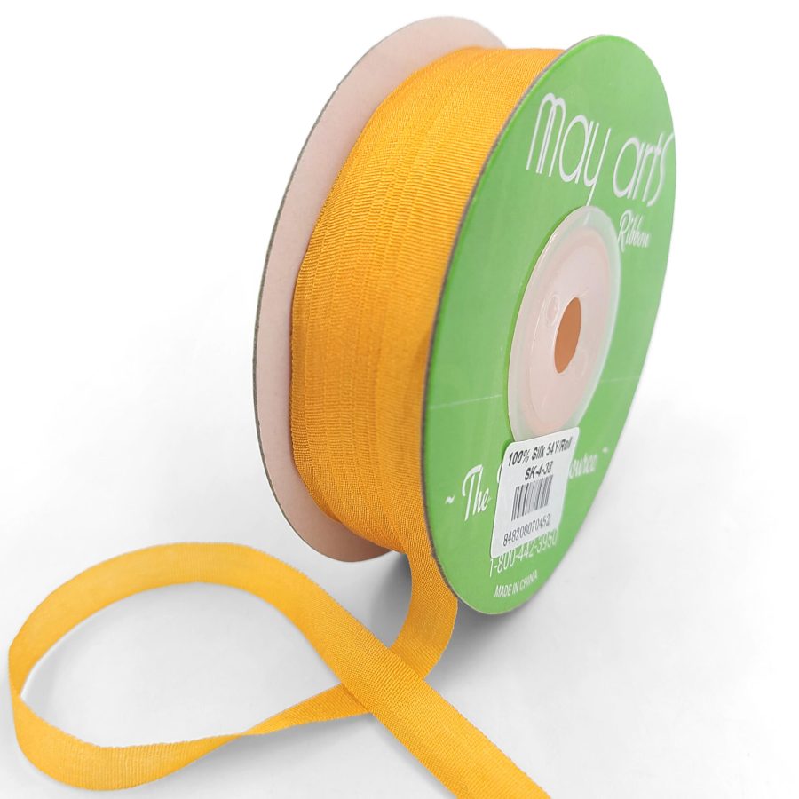 100% Hand-Dyed 1/4 Inch Silk Ribbon with Woven Edge – SK-4-38 CADMIUM YELLOW