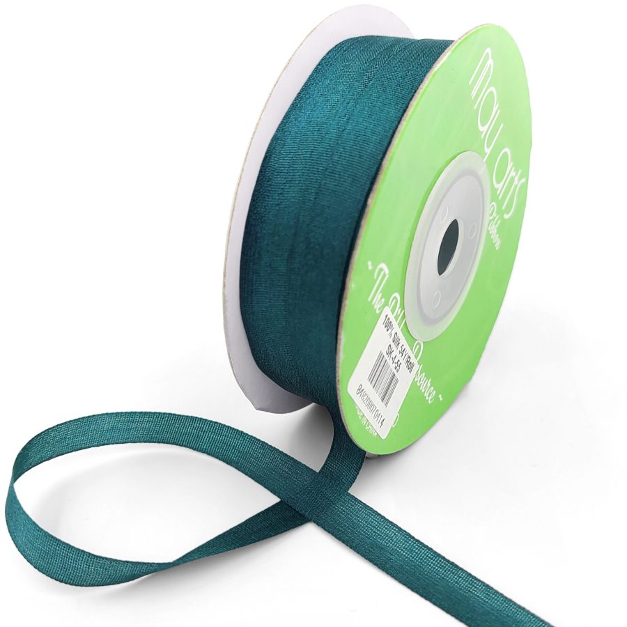 100% Hand-Dyed 1/4 Inch Silk Ribbon with Woven Edge – SK-4-55 RAINFOREST