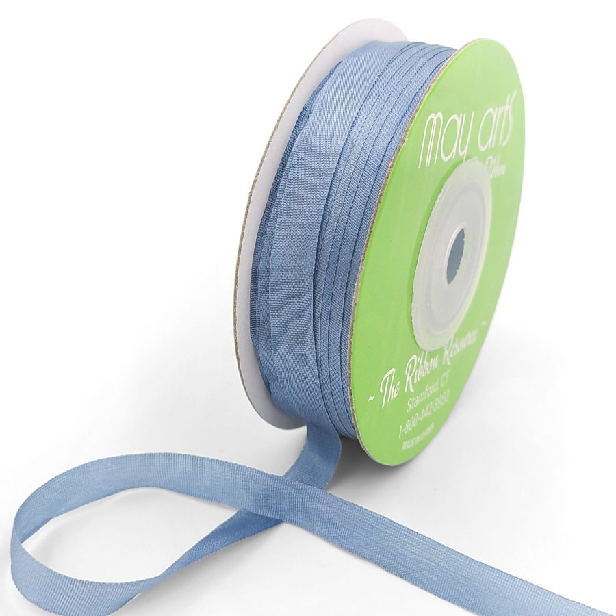 100% Hand-Dyed 1/4 Inch Silk Ribbon with Woven Edge – SK-4-83- BLUE GREY
