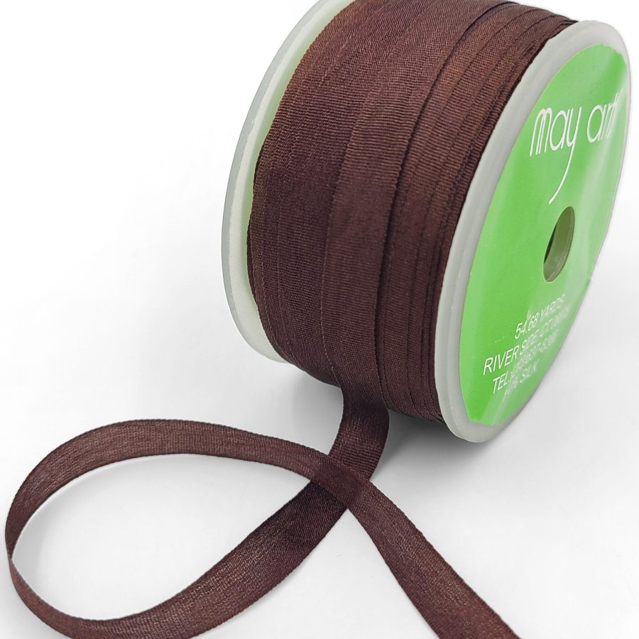 100% Hand-Dyed 1/4 Inch Silk Ribbon with Woven Edge – SK-4-93 – CHOCOLATE BROWN