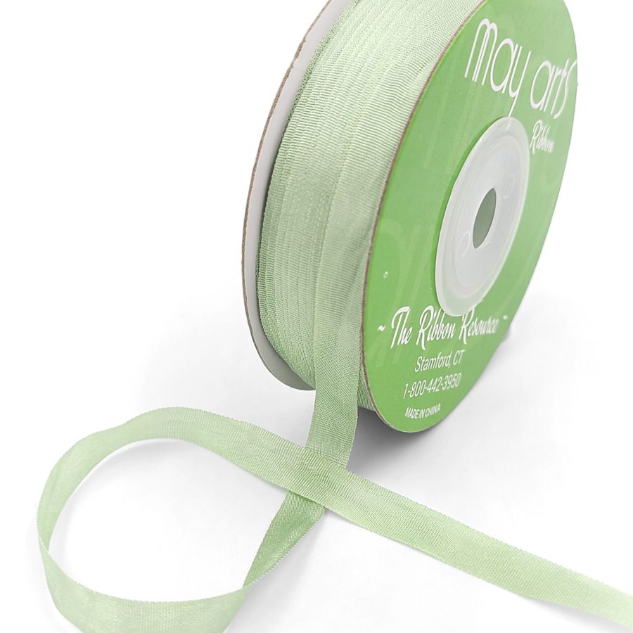 100% Hand-Dyed 1/4 Inch Silk Ribbon with Woven Edge – SK-4-98 – MINT GREEN