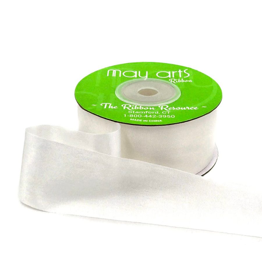 1.25 Inch 100% Hand-Dyed Silk Ribbon with Woven Edge – SK-5-01 – WHITE