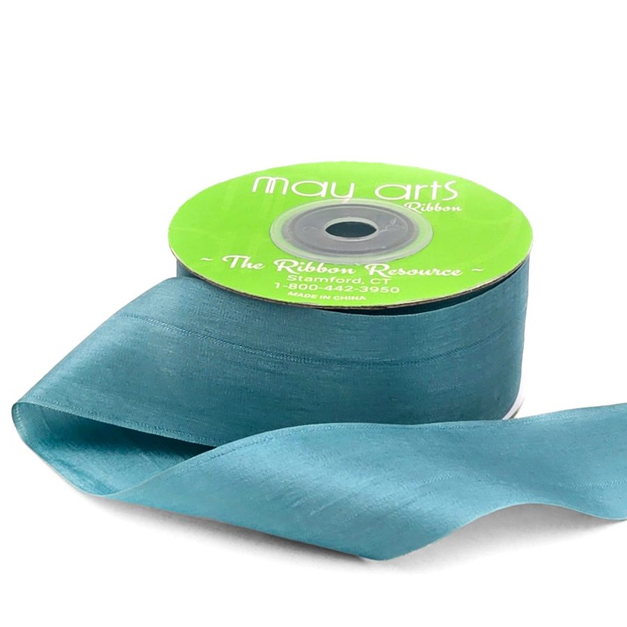1.25 Inch 100% Hand-Dyed Silk Ribbon with Woven Edge – SK-5-04 – TEAL