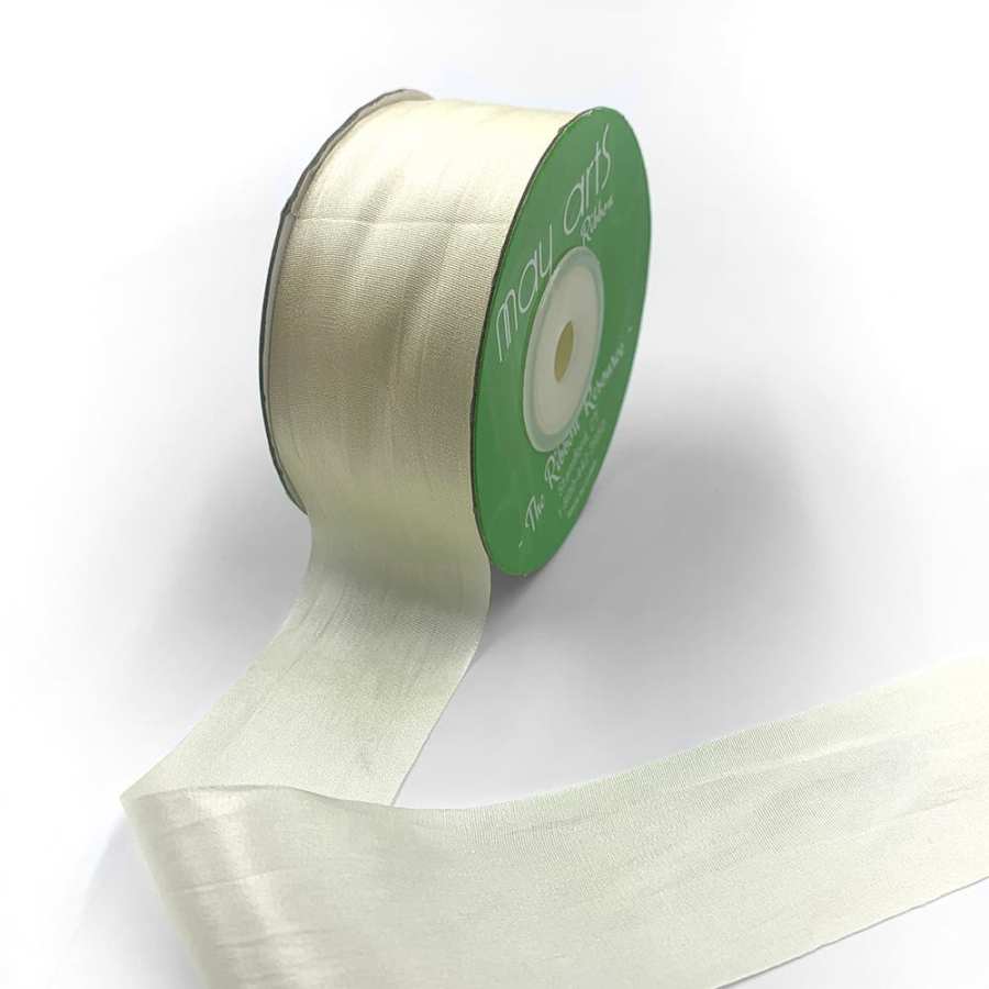1.25 Inch 100% Hand-Dyed Silk Ribbon with Woven Edge – SK-5-09 – IVORY BUTTERCREAM