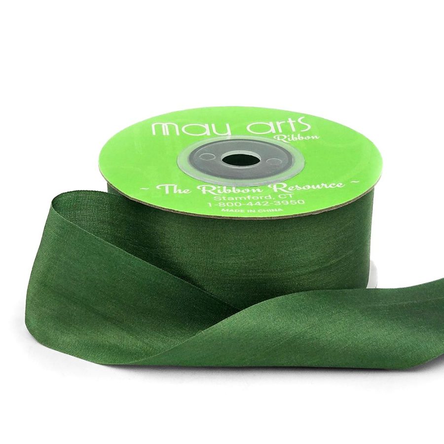 1.25 Inch 100% Hand-Dyed Silk Ribbon with Woven Edge – SK-5-15 – GREEN