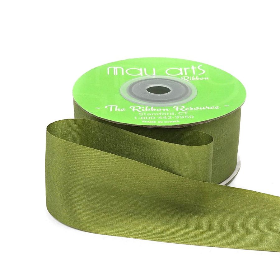 1.25 Inch 100% Hand-Dyed Silk Ribbon with Woven Edge – SK-5-16 – OLIVE