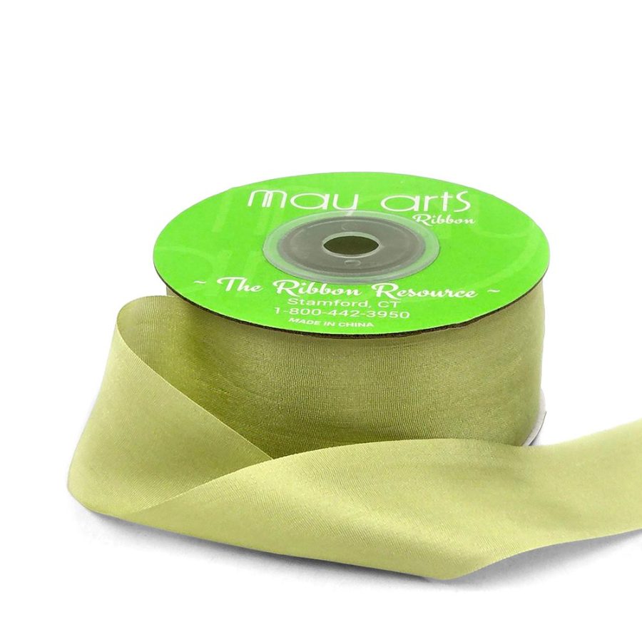 1.25 Inch 100% Hand-Dyed Silk Ribbon with Woven Edge – SK-5-18 – CELERY