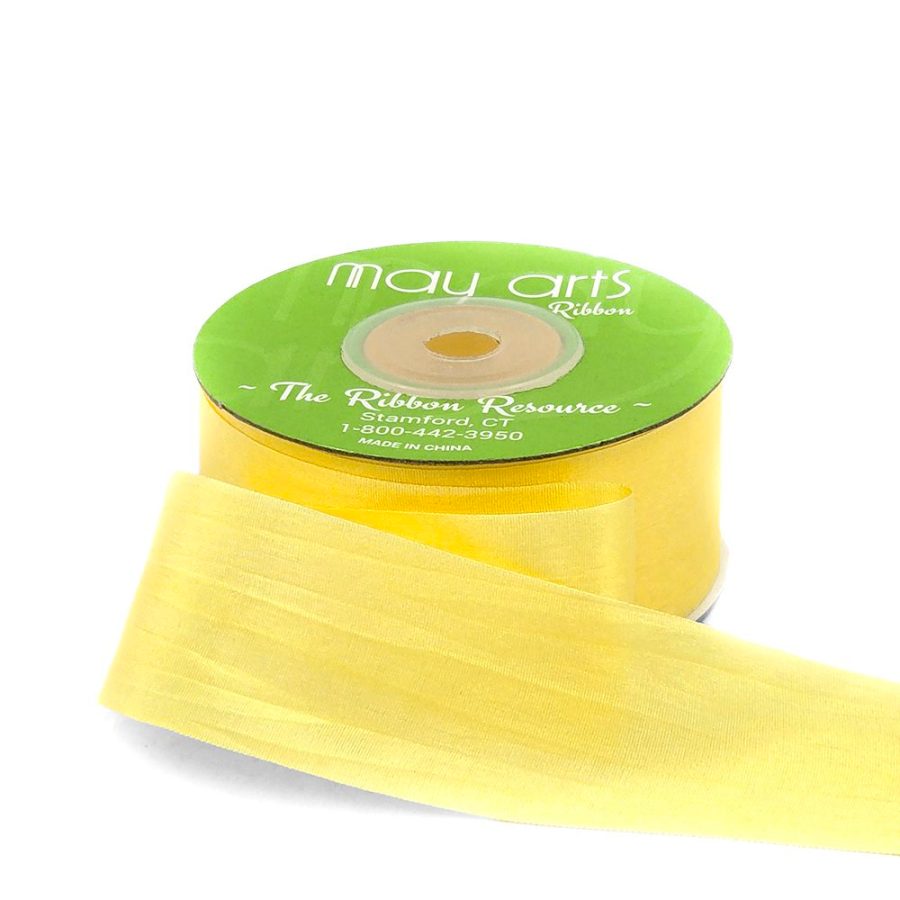 1.25 Inch 100% Hand-Dyed Silk Ribbon with Woven Edge – SK-5-27 – YELLOW