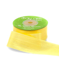 1.25 Inch 100% Hand-Dyed Silk Ribbon with Woven Edge – SK-5-27 – YELLOW