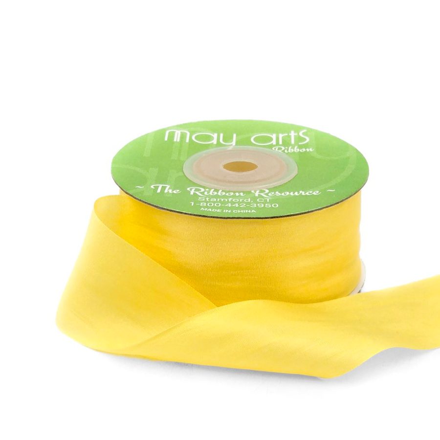 1.25 Inch 100% Hand-Dyed Silk Ribbon with Woven Edge – SK-5-30 – LEMON