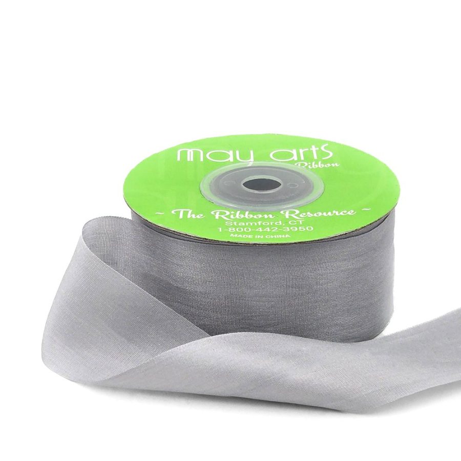 1.25 Inch 100% Hand-Dyed Silk Ribbon with Woven Edge – SK-5-31 – GREY