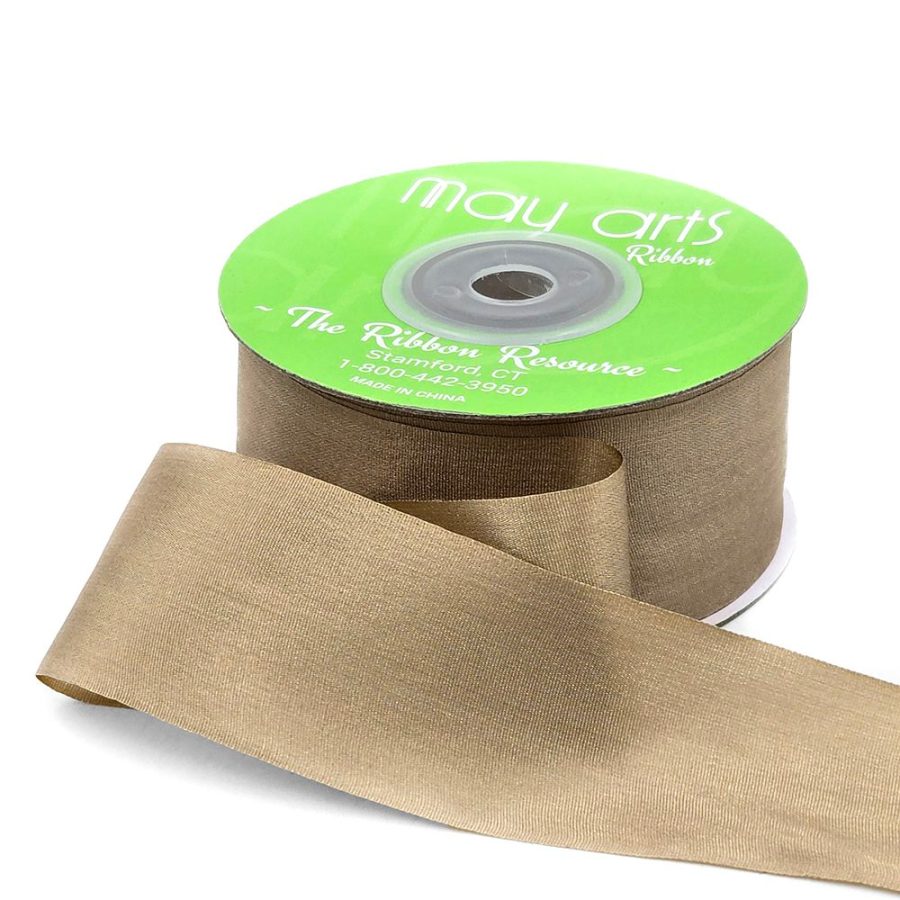 1.25 Inch 100% Hand-Dyed Silk Ribbon with Woven Edge – SK-5-35 – TAUPE